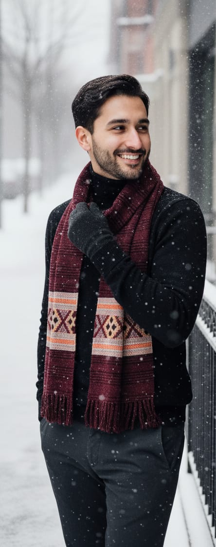 Fashion Point Maroon Wool Muffler for Men