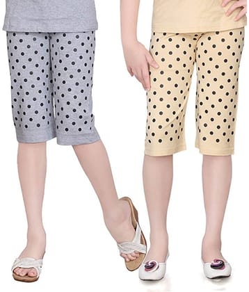 Sini Mini Pack of 2 Girls Cotton Capris ( Multicolor )