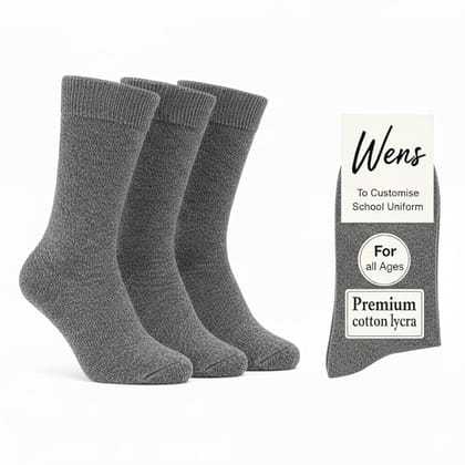 Wens Plain School Socks for Girls, Boys, Kids & Men of All Ages (Pack of 3) | Heavy Elastic, Streachable & Comfortable Fit | Calf Length Uniform Socks | Anti Bacterial & Anti Odour