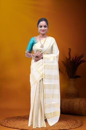 AR-T069 GOLD TISSUE SAREE 6.25 MTR