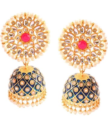 Jewarhaat - Royal Blue Jhumki Earrings ( Pack of 1 )