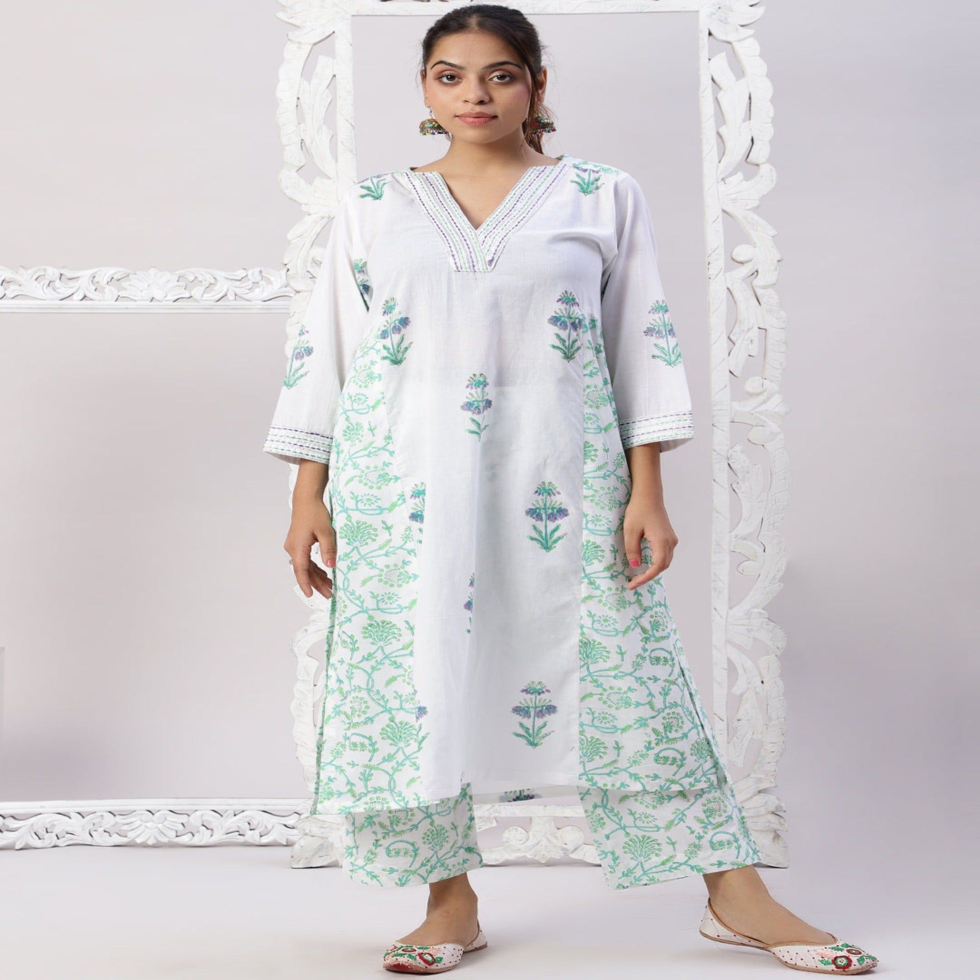 Mix-n-Match Mughal Print Kurta Pant Set-S
