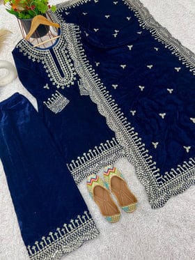 Designer Party Wear Top-Sharara And Dupatta With Heavy Embroidery Sequence Work