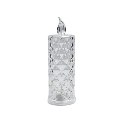 Rose Candles LED Flameless and Smokeless Decorative Acrylic Transparent Candles Led Tea Light Candle Perfect for Gifting, Home, Diwali, Christmas, Crystal Candle Lights, Diwali (1 Pc)
