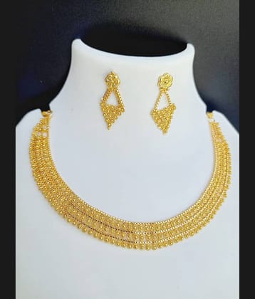 ROFARWORD Gold Brass Necklace Set ( Pack of 1 )