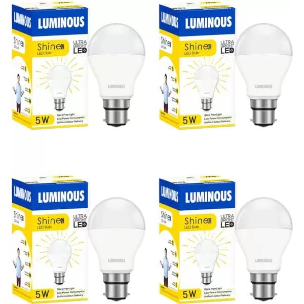 Luminous 5W Round B22 D LED Bulb (White, Pack Of 4)