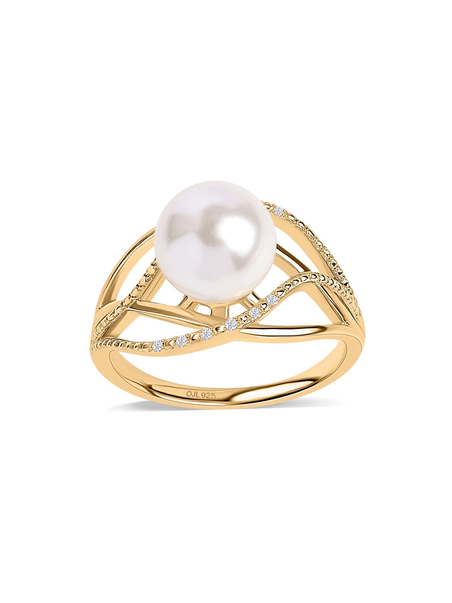 Pearl Gold Crossover Ring-12