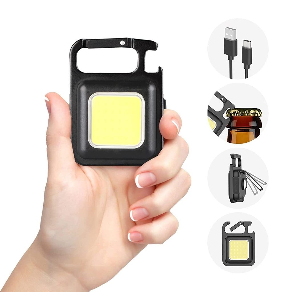 Multifunctional LED Flashlight Keychain - Rechargeable, Bottle Opener