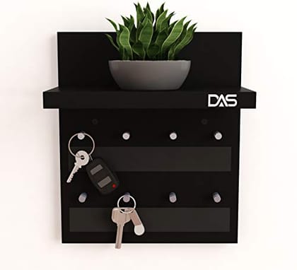 DAS Wall Mounted Home D�cor Key Chain Holder/Organizer Key Hooks with Wall Shelf Display Rack Classic Series Black (8 Knobs)- Larose DAS Wall Mounted Home D�cor Key Chain Holder/Organizer Key Hooks with Wall Shelf Display Rack Classic Series Black (8 Knobs)- Larose