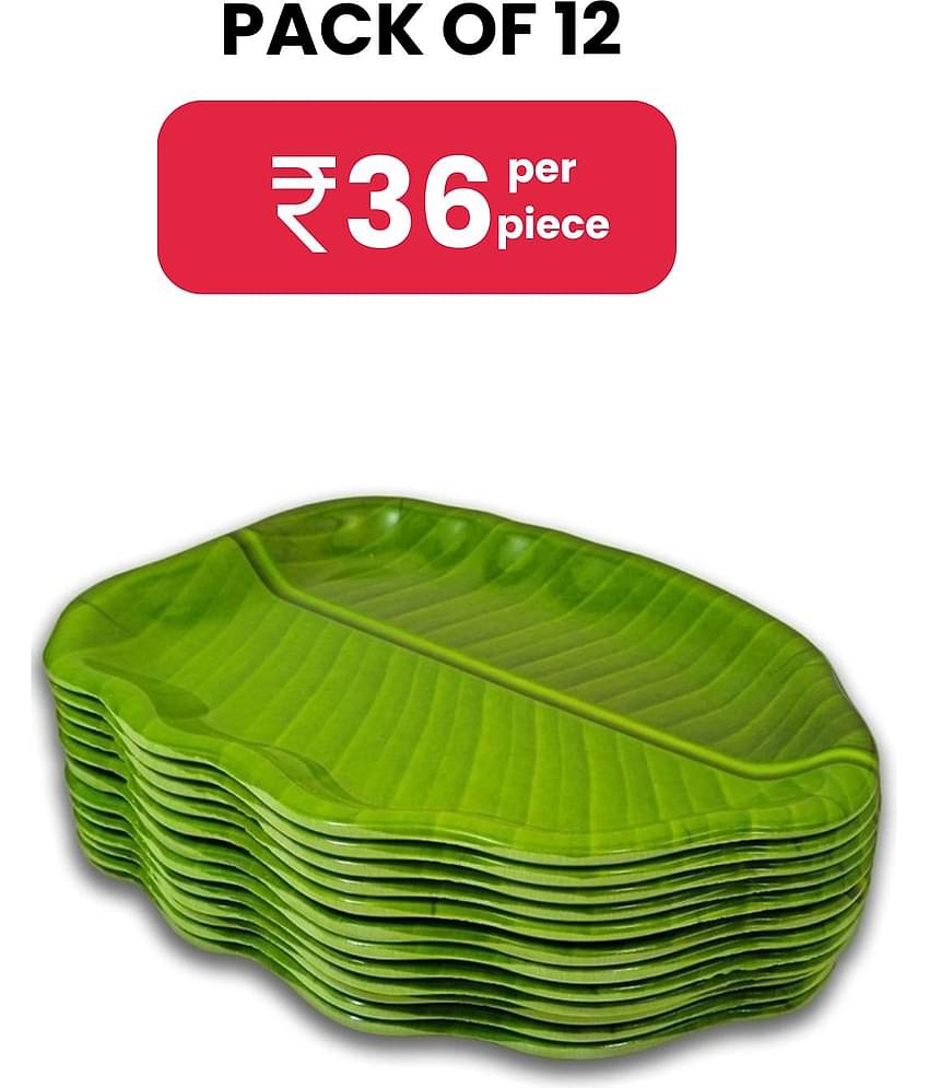 Inpro 12 Pcs Melamine Dark Green Quarter Plate