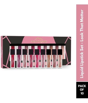 Aravi Organic Soft Matte Long Stay Liquid Lipstick With Vitamin E - 15 ml (Mixed Shade-Pack Of 10)
