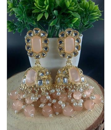 Jiyanshi fashion Peach Jhumki Earrings ( Pack of 1 )