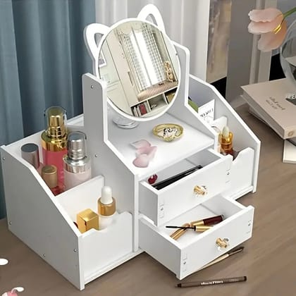 Wooden Assembling Makeup Mirror with Drawer & Storage 23pc set