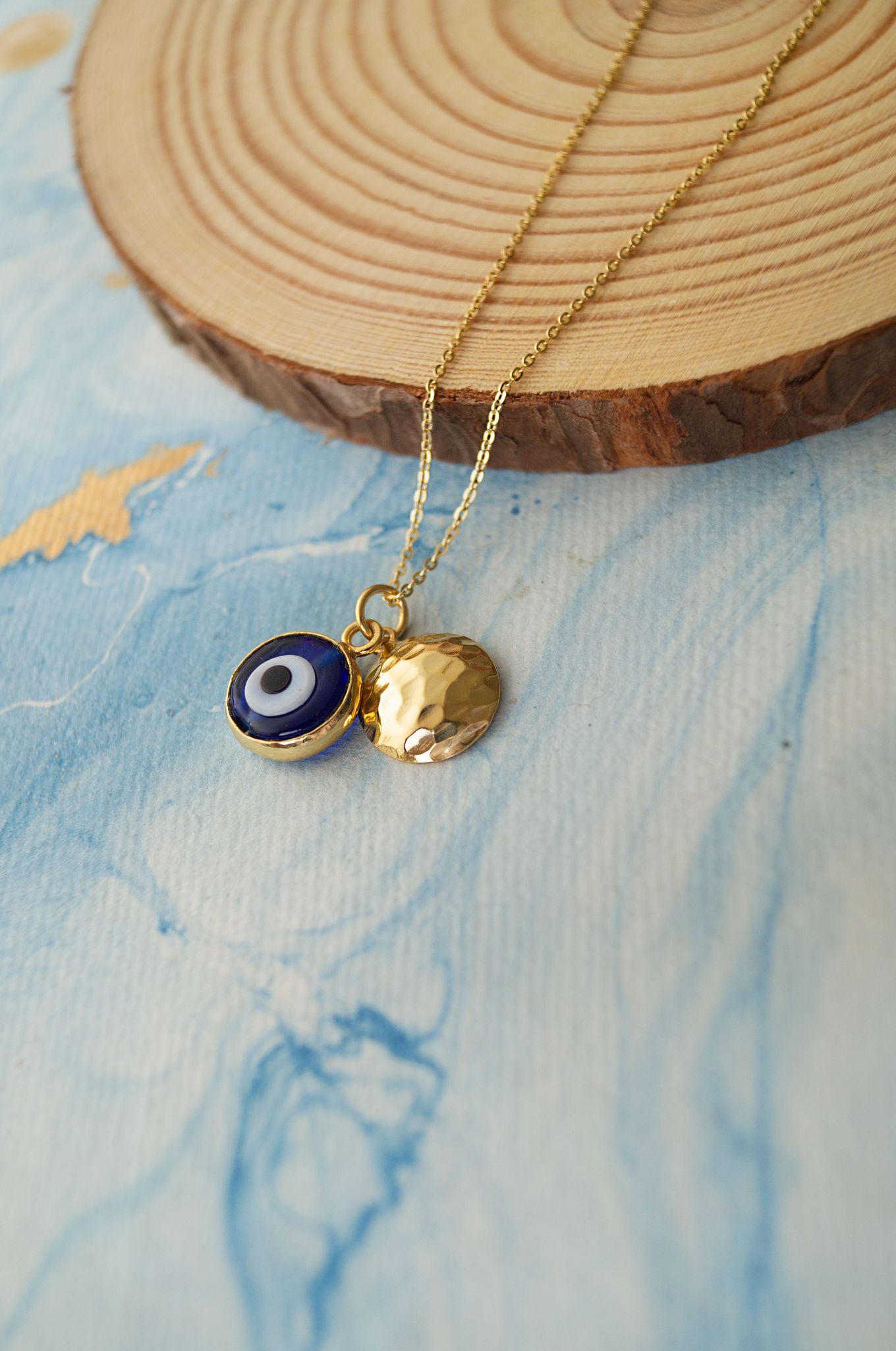 Evil Eye Gold Plated Sterling Silver Charm Pendant With Chain-Gold / 18 inches Adjustable upto 20 inches