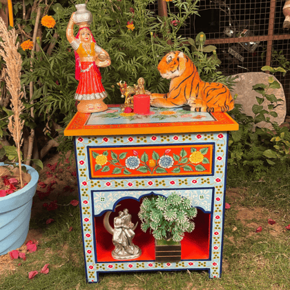 Wooden Painted Side Cabinet-End Table
