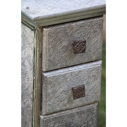 Wooden Chest Drawer Side Bedside Organizer Storage With Brass