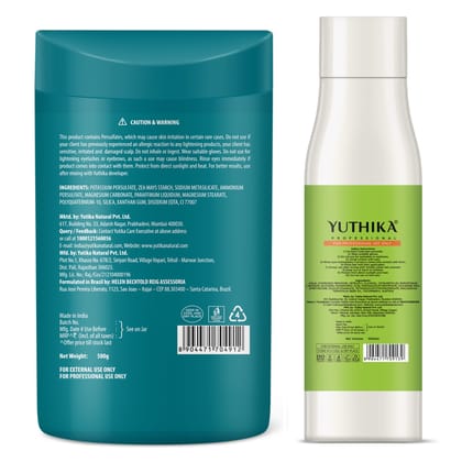 Yuthika Professional Blonder Powder 500g with Hair Color Developer 30 Volume (9%) 1000ml