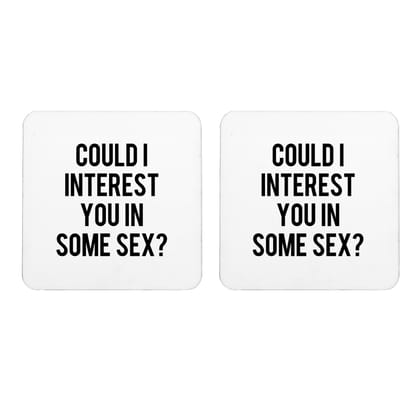 Multicolor Could I Intrest You In Some Sex Set Of 2 Square Wooden Coaster