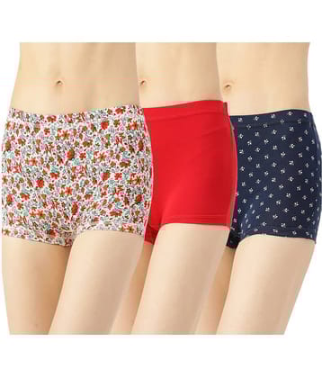 Leading Lady Pack of 3 Cotton Women's Boy Shorts ( Multi Color )