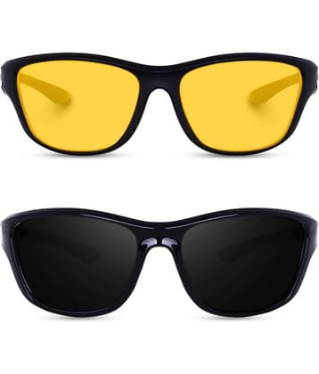 Kanny Devis - Black Wrap Around Sunglasses ( Pack of 2 )