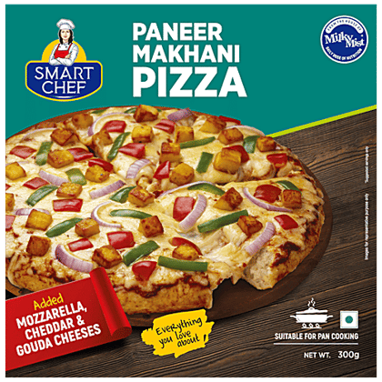 Milky Mist Paneer Makhani Pizza - Mozzarella, Cheddar, Gouda Cheeses, Great Taste & Flavour, 300 g