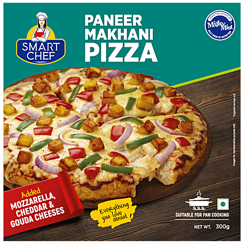 Milky Mist Paneer Makhani Pizza - Mozzarella, Cheddar, Gouda Cheeses, Great Taste & Flavour, 300 g