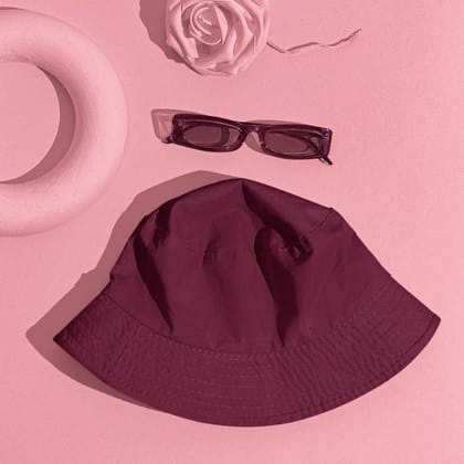 Unisex Maroon Classy Bucket Hat-100% Cotton / Classic