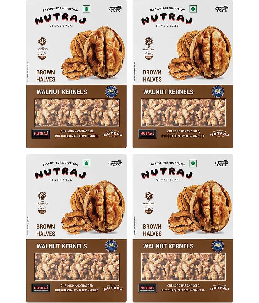 Nutraj Walnuts (Akhrot) Brown Halves 1 Kg (250g X 4) Pack of 4