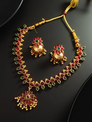 Morison Graceful Gold Necklace Set with Earrings  A Touch of Timeless Elegance