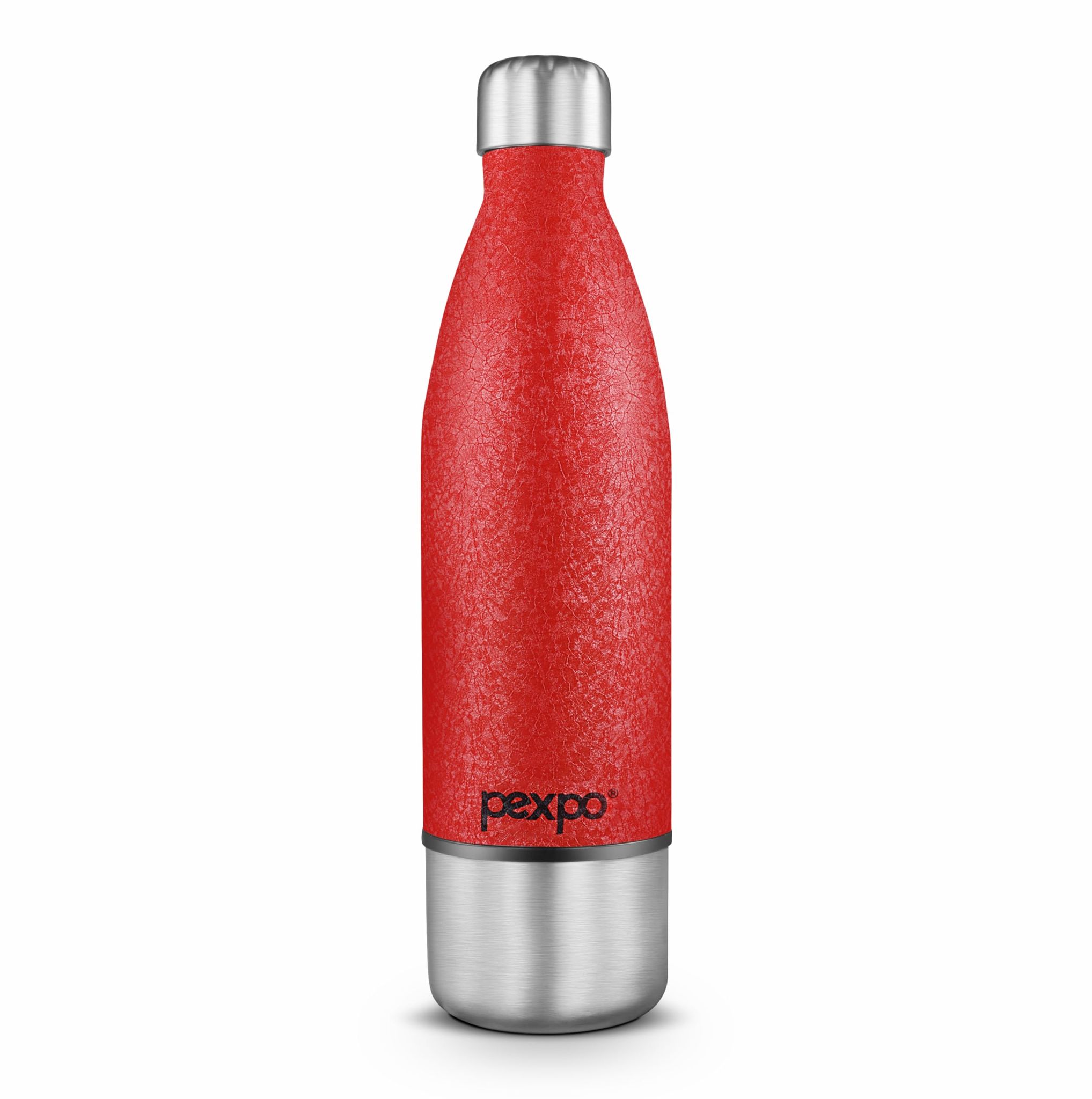 Pexpo Stainless Steel Fusion Vacuum Insulated Hot & Cold Water ISI Certified Flask, 750 ml, Red | Keeps Drinks Hot/Cold for 24+ Hours & Comes with a 250 ml Screw Cup