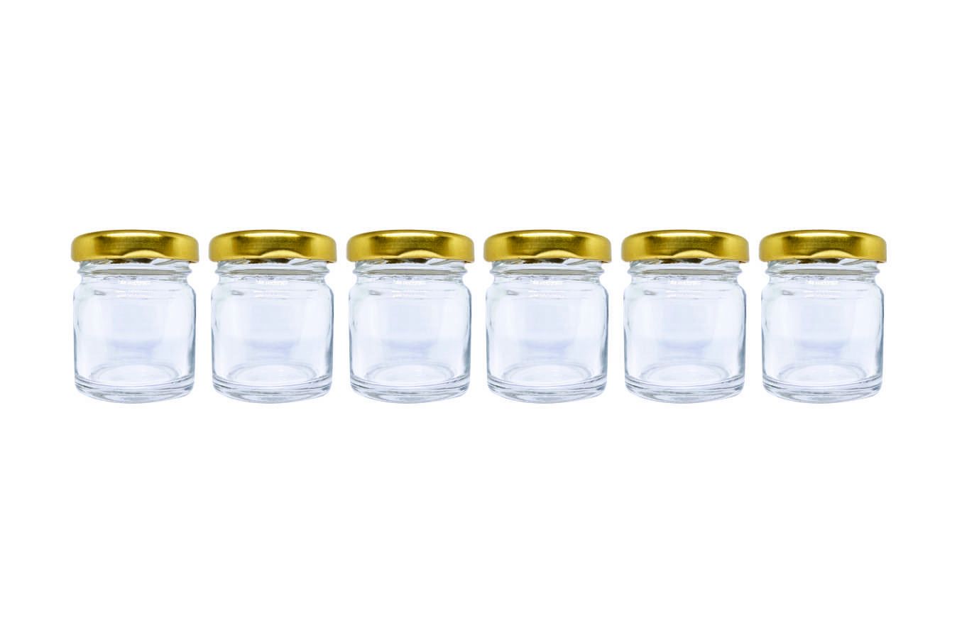 Puramio 40 ml Round Glass Bottle With Metal Cap - (Set of 6)