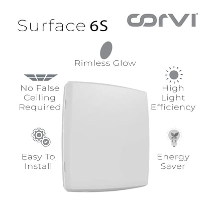 CORVI LED Surface 6S Square 15W | Dimmable, Driverless Ceiling Panel Light | Slim, Full Glow, No False Ceiling Required |  White 5700K (Pack of 5)