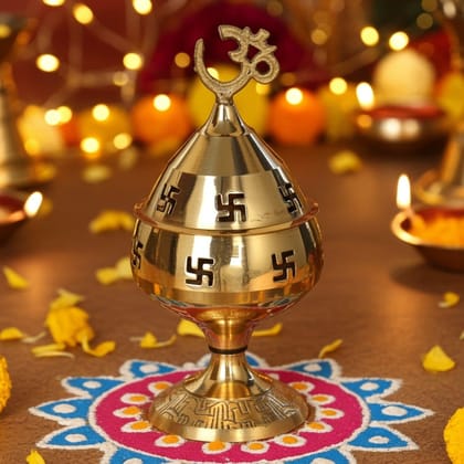 Brass Table Decor Oil Lamp Om Pakija Deepak  - Artistic Swan Shape Diya for Home, Height : 3.5 Inch (ZMAS164 D)