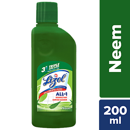 Lizol Disinfectant Surface & Floor Cleaner Liquid - Neem, 200 ml