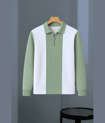 Try This Cotton Blend Polo Collar Men's Sweatshirt - Sea Green ( Pack of 1 )