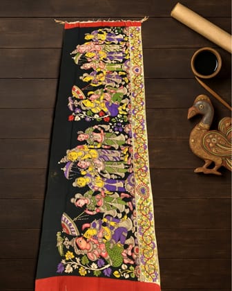 Syaahi Mangalagiri Silk Onyx Black Dupatta