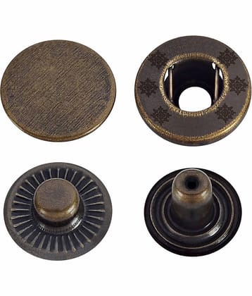 Jyoti Snap Button (100 Sets of Size VT - 5/12.5 mm of Steel in Antique Brass Finish) Strong Grip Round Studs Clasp, Fasteners for Sewing, Purses, Bags, Leather, Clothes and DIY Works - Pack of 1