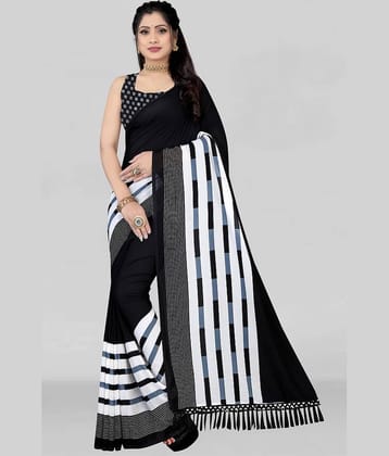 LEELAVATI Georgette Embroidered Saree With Unstitched Blouse Piece ( Black )