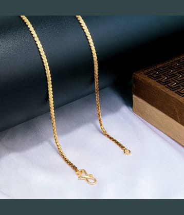 Fashion Frill Stylish Thin Light Weighted Gold Plated Gold Neck Chain For Men Boys  28 Inches