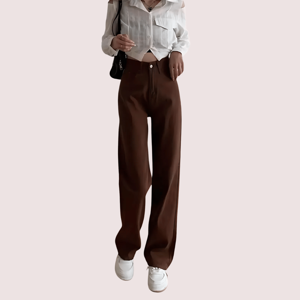 Women's Brown High Rise Wide Leg Loose Denim Jeans - Jeans | Buy online on ZillyBuy
