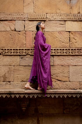 Dark orchid kurta set with dupatta-XL