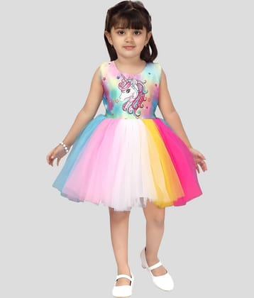 Aarika Multicolor Net Girls Fit And Flare Dress ( Pack of 1 )