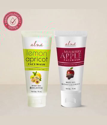 Alna Lemon Apricot Face Wash with Mulberry Apple Face Wash 75ml Each , Pack of 2