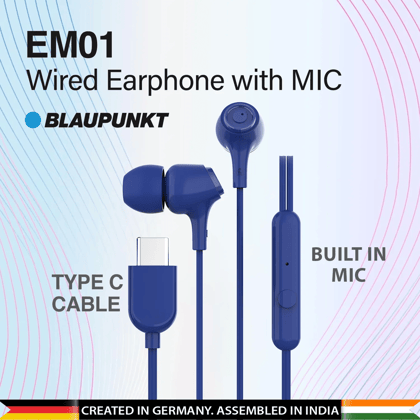 Blaupunkt EM01 in-Ear Type C BL Wired Earphone 
