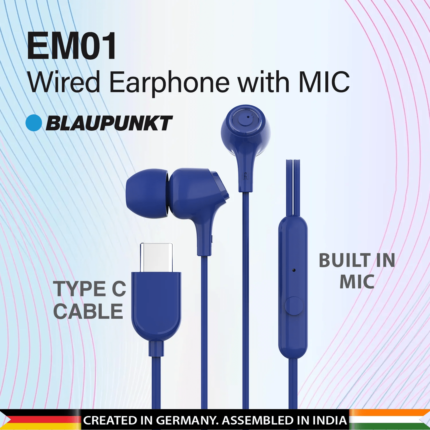 Blaupunkt EM01 in-Ear Type C BL Wired Earphone 