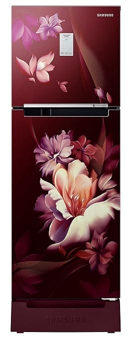 Samsung 236L 2 Star Inverter Frost-Free Convertible 3 In 1 Curd Maestro Double Door Refrigerator Appliance (RT28C3C32RZ/HL,Midnight Blossom Red) Base Stand Drawer 2023 Model)