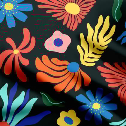 Abstract Botanicals Deep Sea-Cotton