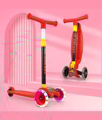 NHR Four Level Adjustable Height Smart Kick Scooter With LED Light Up Wheels | Foldable Scooter With PU Wheels & Brakes | Kick Scooter For Kids 5+ Year