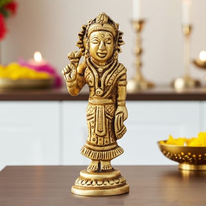Brass Radha Ji God Idol - Classic Brass Statue, Height : 3.2 Inch (BSMAS1672 R)