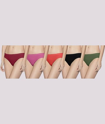 Kiran Enterprises - Multicolor Cotton Solid Women's Hipster ( Pack of 5 )